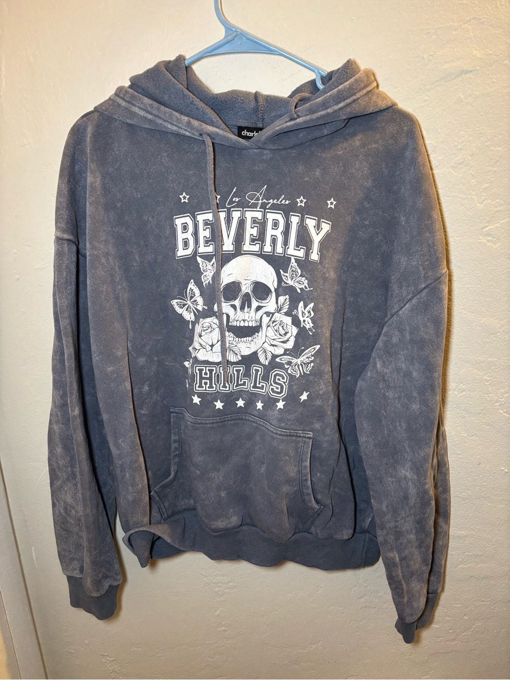 Charlotte Russe Gray Beverly Hills Skull Graphic Crewneck